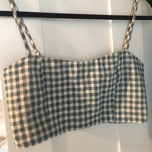 Green plaid crop top